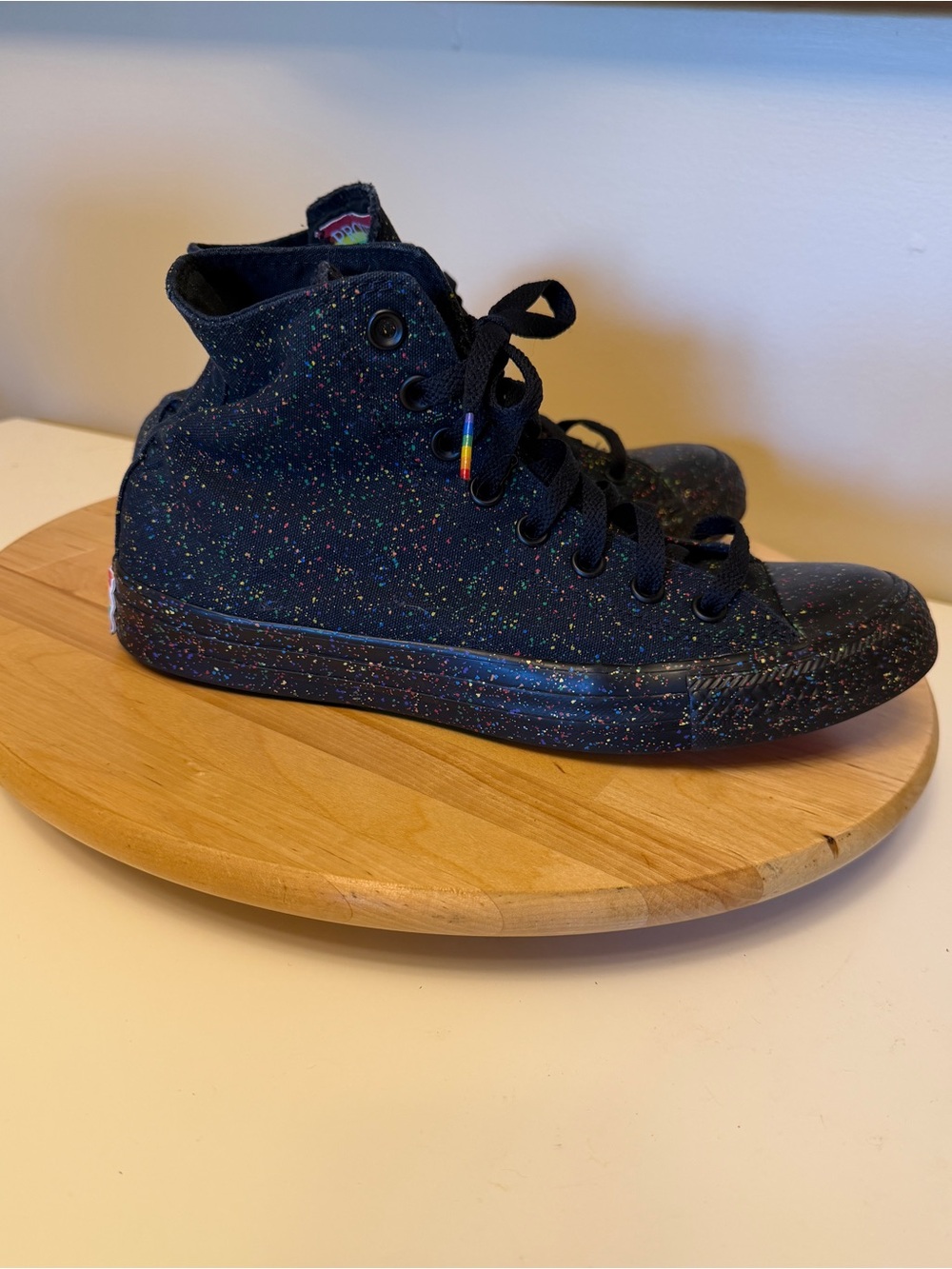 Converse Black Rainbow Speckle Proud To Be LGBTQ Pride Sho